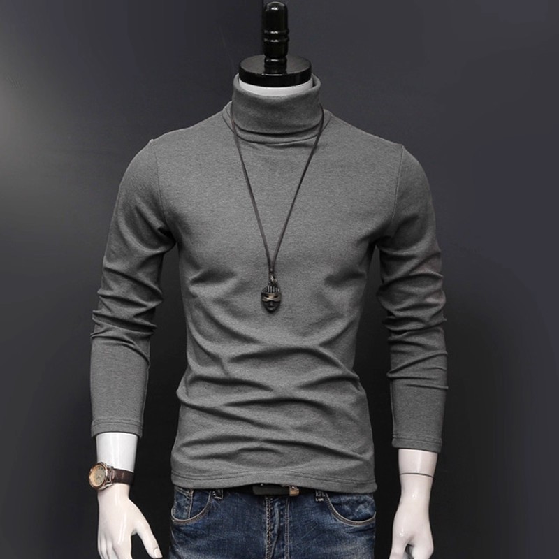 GM新潮 高领打底衫男士长袖t恤纯色秋冬季秋衣服加厚保暖男装上衣