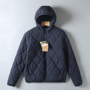 2025秋冬季轻薄棉衣美式休闲情侣款男女款菱形格连帽百搭保暖棉服