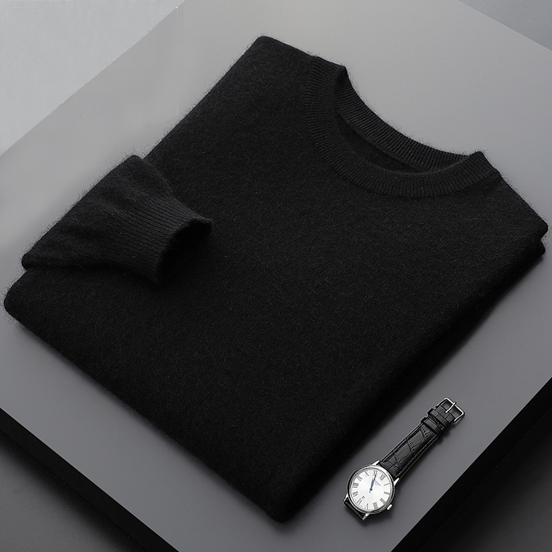 高档羊绒衫男冬季2025新款加厚圆领毛衣保暖打底衫修身羊毛针织衫