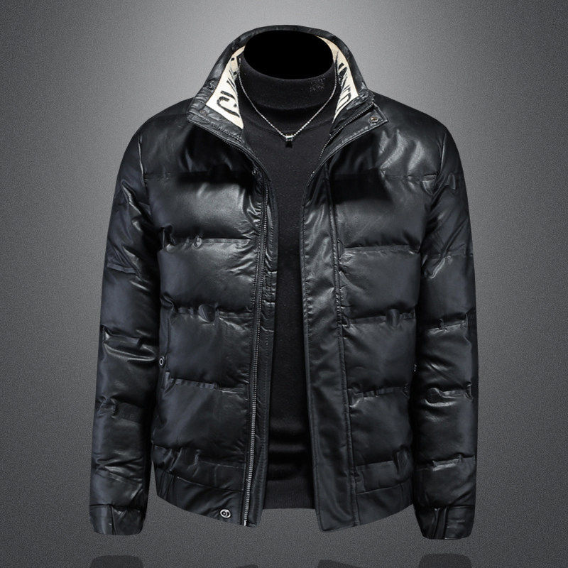 香港真皮羽绒服男装2025冬季新款高级感立领潮牌短款休闲鸭绒外套