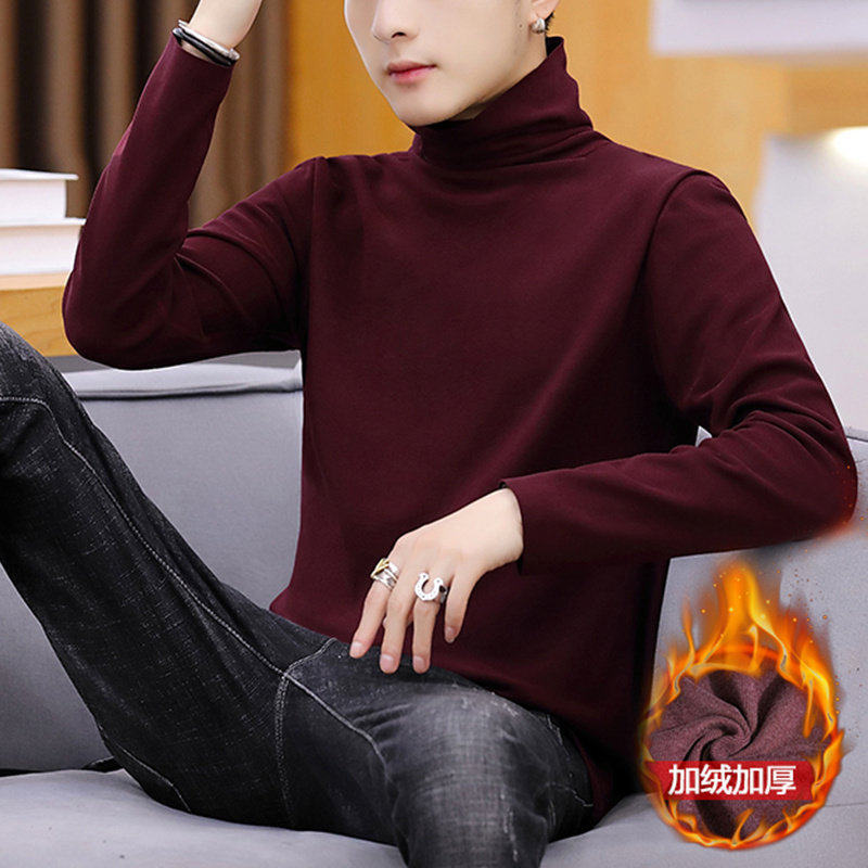 280克双面德绒高领打底衫男士秋冬季加绒加厚内搭长袖T恤保暖秋衣