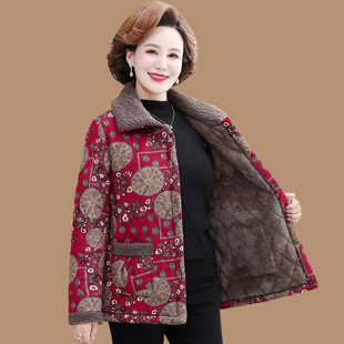 中老年人加绒加厚棉服外套女士冬季保暖短款棉衣妈妈装减龄小棉袄