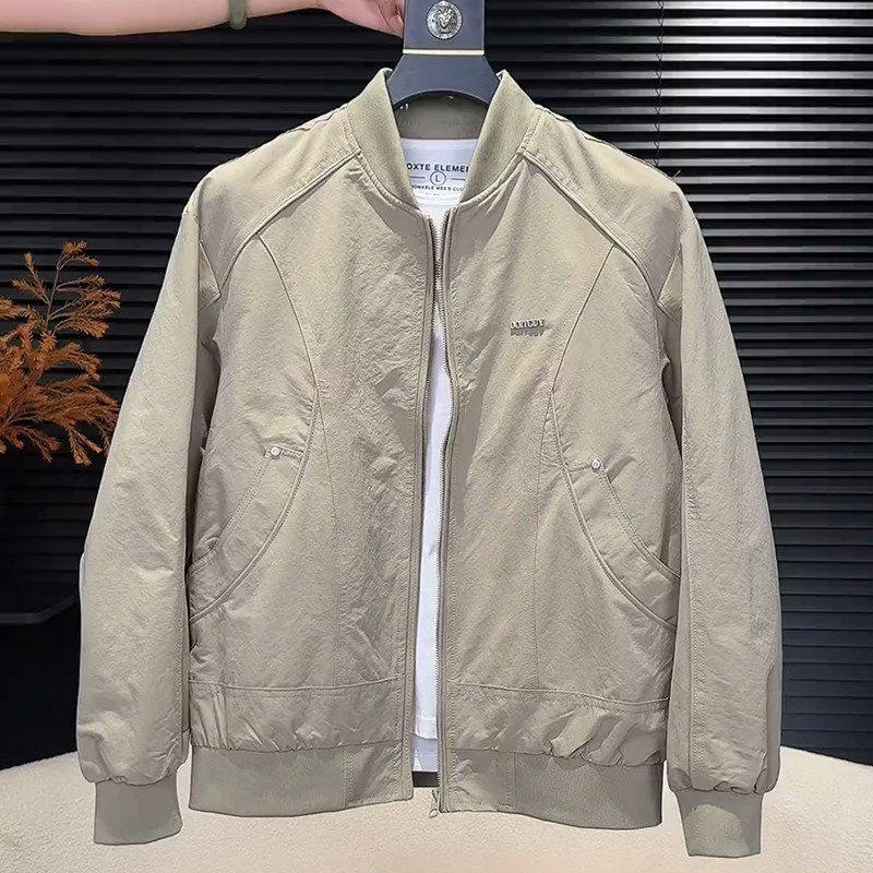 MAROLIO~时尚简约休闲棒球服夹克男春秋新款宽松通勤风工装外套男