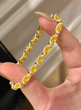 法式复古小冰糖黄钻蕾丝手链轻奢时尚星河公主蕾丝花边海蓝宝手链