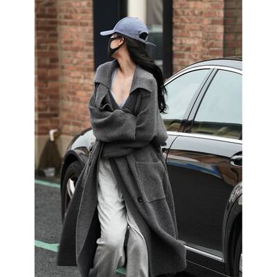 Luna7xi 高级感长款风衣女秋季设计感宽松慵懒风毛衣针织开衫外套