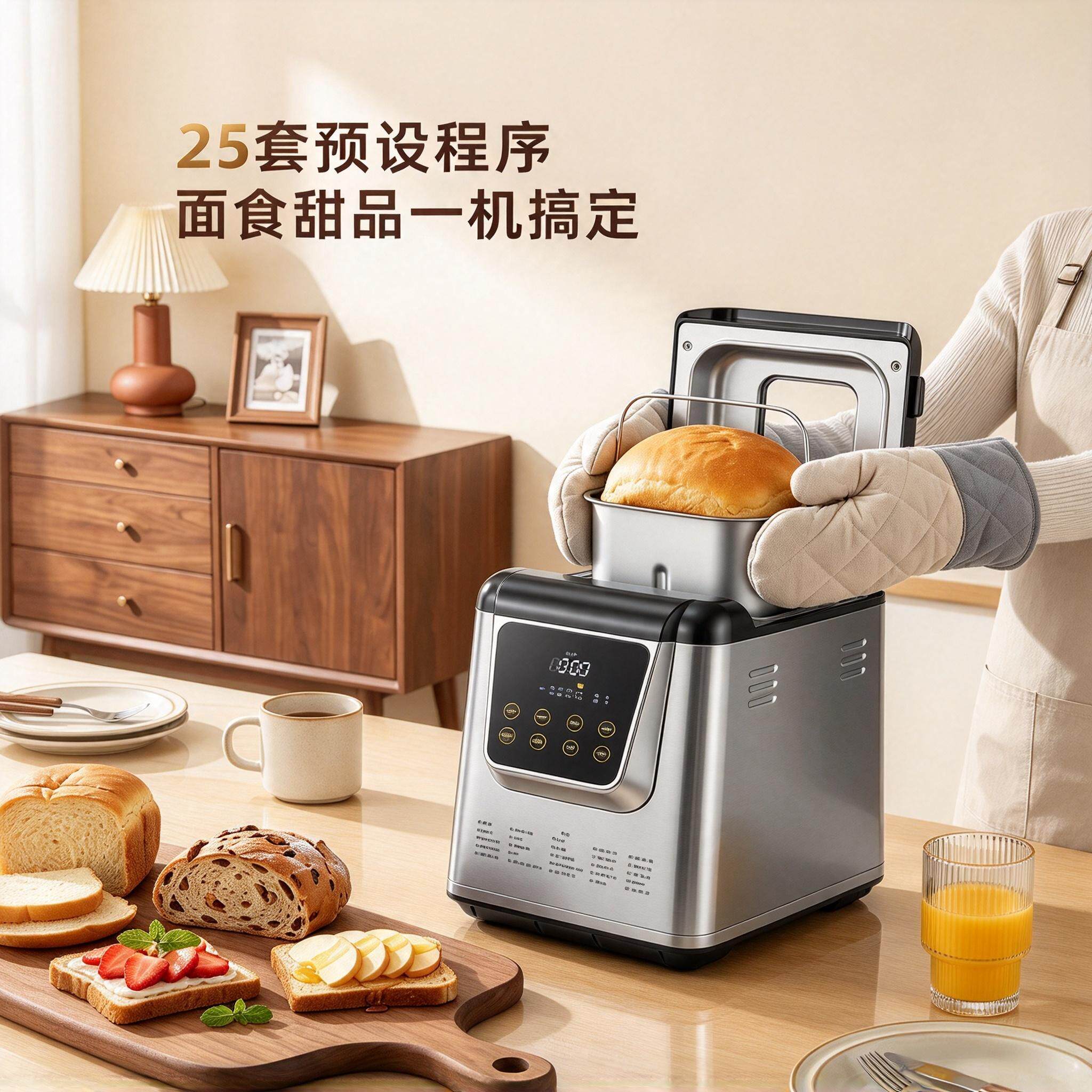 助飞全自动面包机预约馒头机吐司机和面发酵家用揉面机搅面多功能