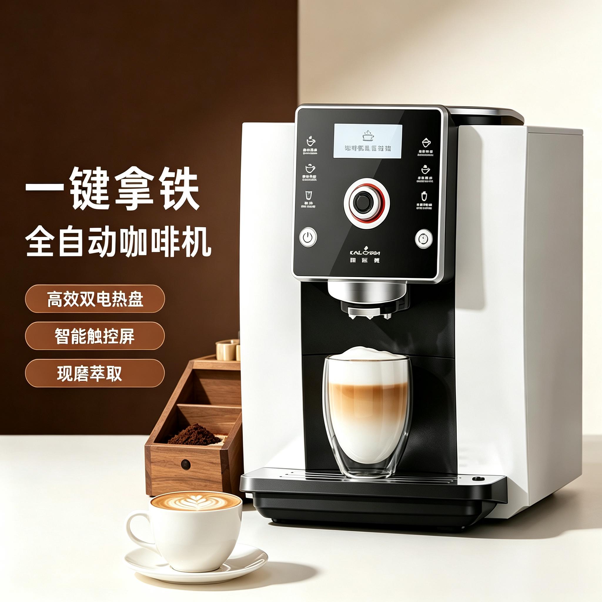 全自动咖啡机双锅炉研磨奶咖一体
