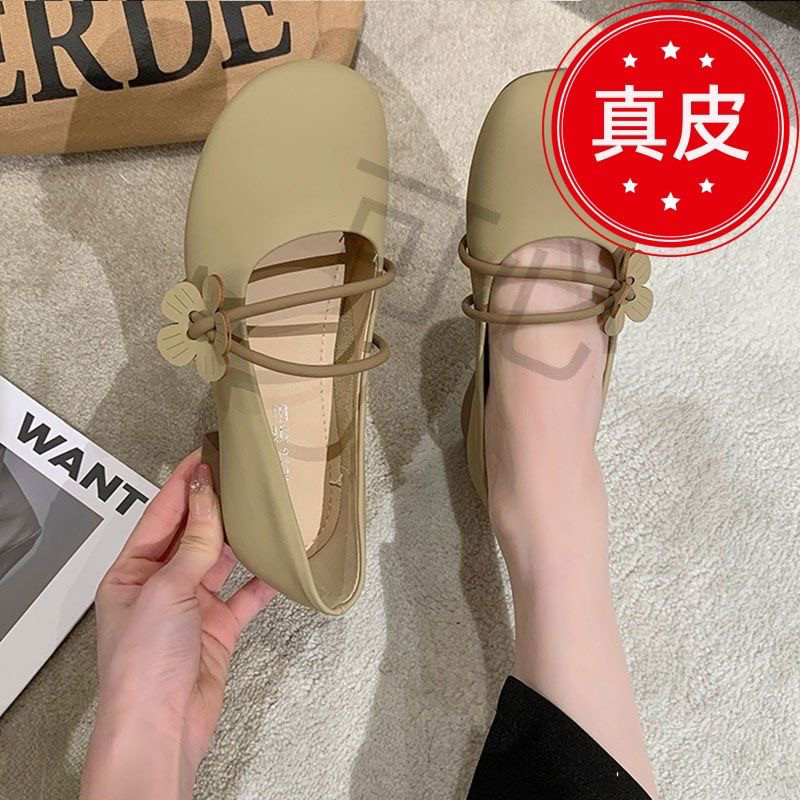 平底单鞋女春晚晚温柔鞋2025新款奶奶鞋配裙子一脚蹬豆豆鞋