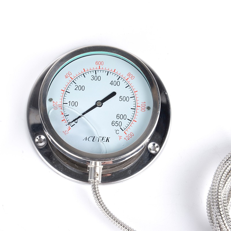 船用排烟表 不锈钢耐震压力式温度计 WTZ-280-N 650度  Z3米 1/2