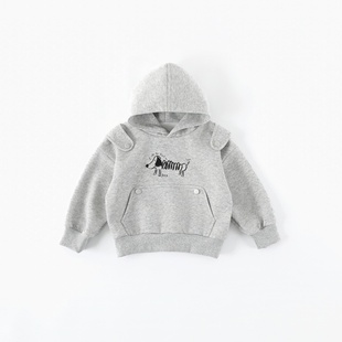 韩版 童装 卡通印花上衣AS837 男童长袖 儿童连帽卫衣春秋新款
