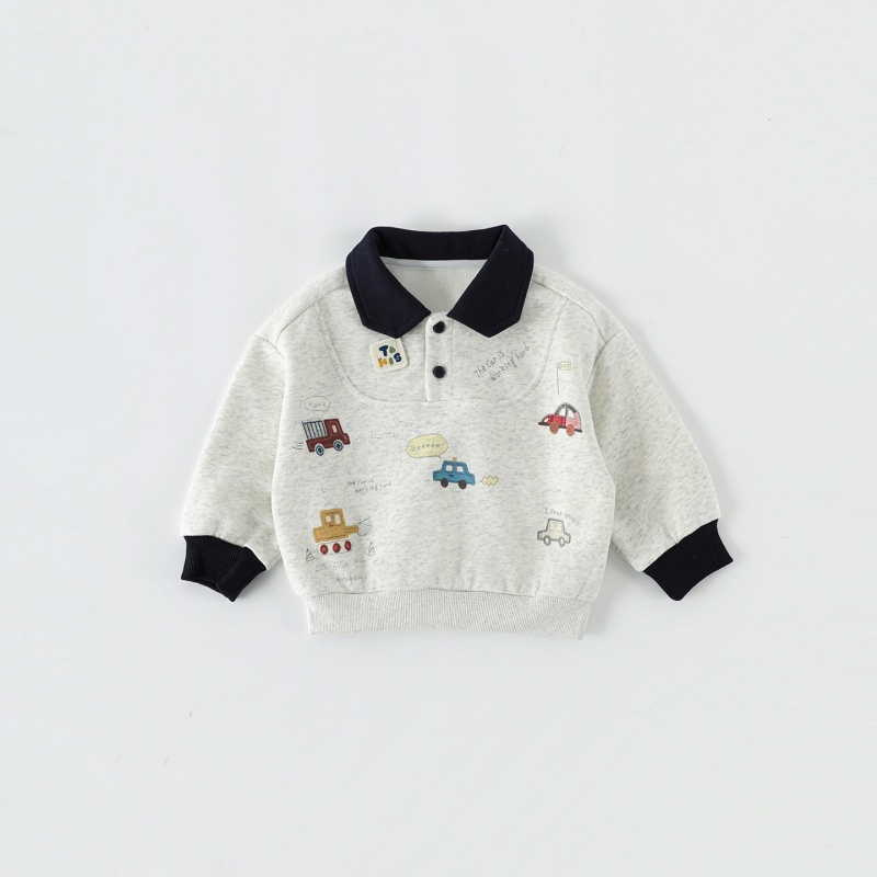 儿童卫衣春秋新款男童长袖童装韩版卡通拼色翻领上衣AS854