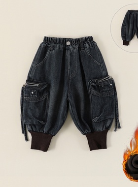 儿童加绒牛仔裤冬季2025新款中小童加厚长裤宝宝超保暖裤子C-K387