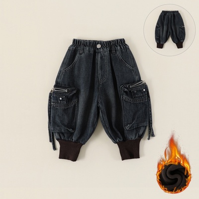 儿童加绒牛仔裤冬季2025新款中小童加厚长裤宝宝超保暖裤子C-K387