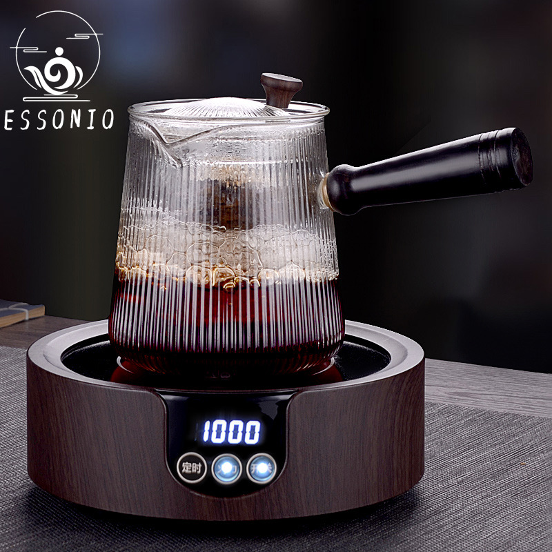 ESSONIO电陶炉煮茶器家用茶具侧把玻璃泡茶蒸茶壶烧水煮茶炉套装