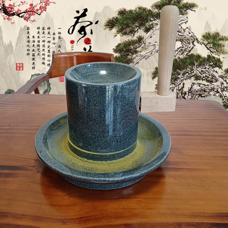 惠安石雕天然岩石复古手工宋代点茶石磨斗茶抹茶粉磨胡椒粉研磨.