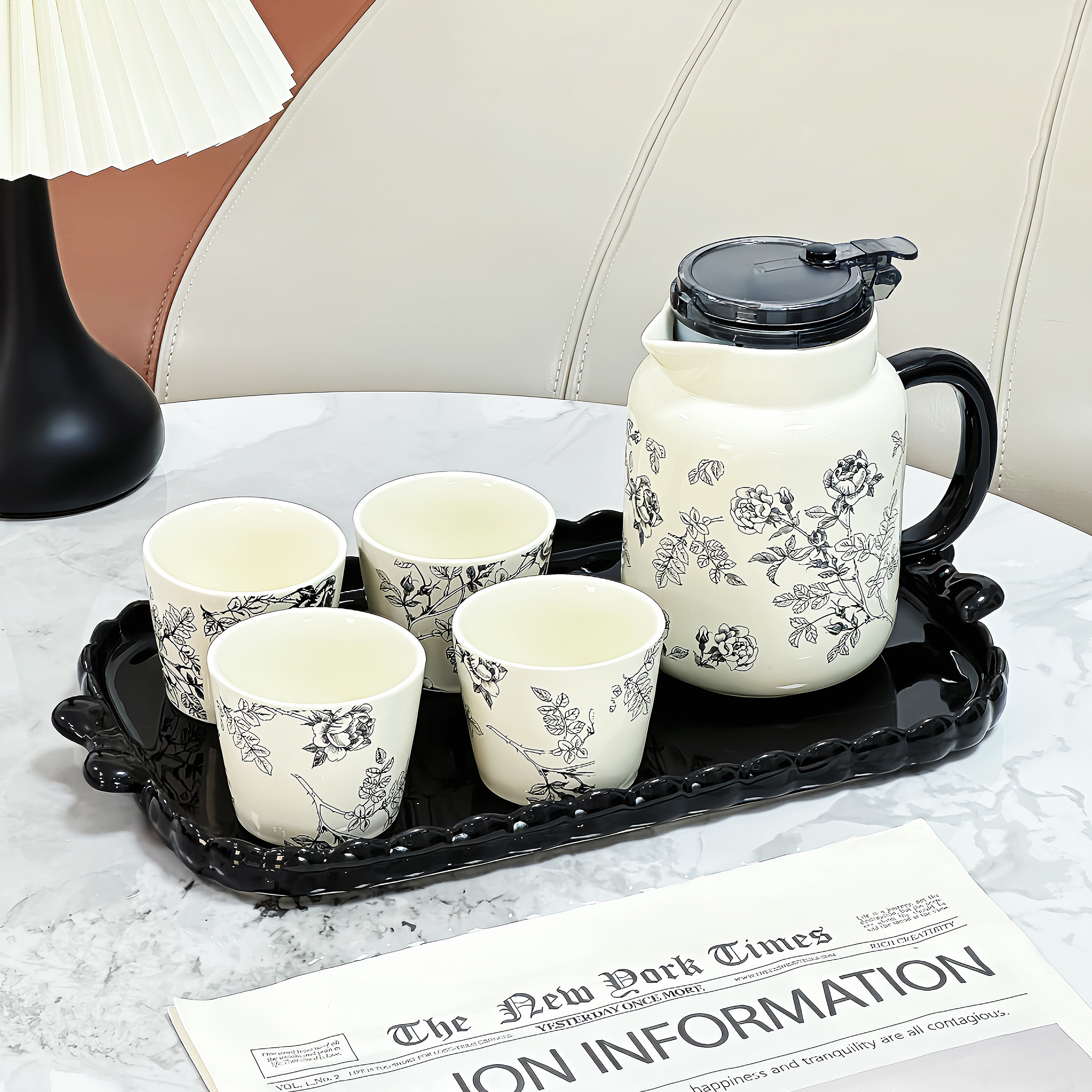 覆古高颜值泡茶壶套装家用水壶茶杯轻奢高级感水具杯乔迁新婚礼物