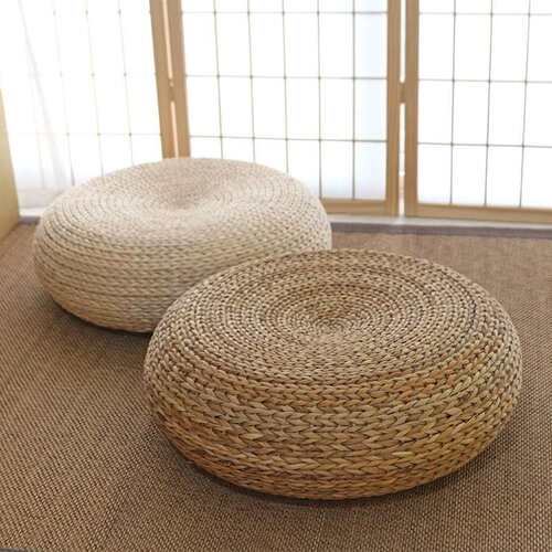 草编蒲团坐垫地板日式加厚圆形茶道藤编榻榻米垫瑜伽打坐禅修坐墩