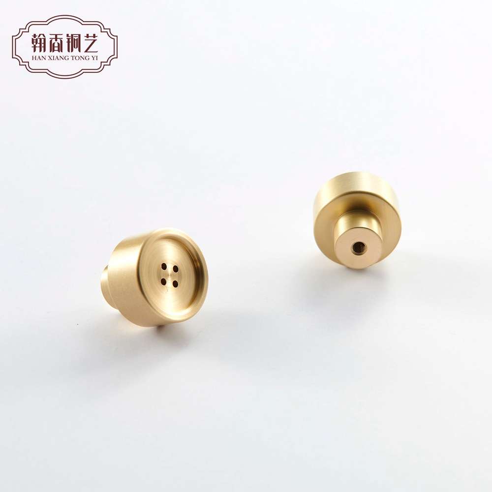 黄铜拉手北欧简约创意设计师款金色纯铜抽屉橱柜圆形钮扣小把手
