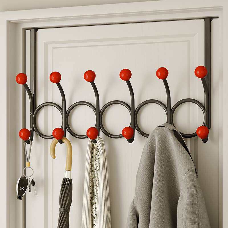 免打孔挂衣架创意多排挂衣钩铁艺原木门后挂钩墙上承重壁挂衣帽钩,收纳整理,挂门置物架,淘宝优惠券,粉丝福利购,淘宝优惠卷