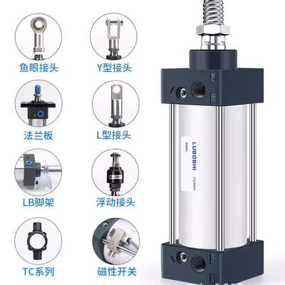 LUBOSHI气压缸配SC50-25-S SC32-125 SC40-300 SC50*350 SC63*400