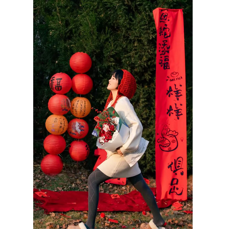 2025喜乐蛇年新年拍照道具外景拍摄挂布条幅背景过年主题装饰ins