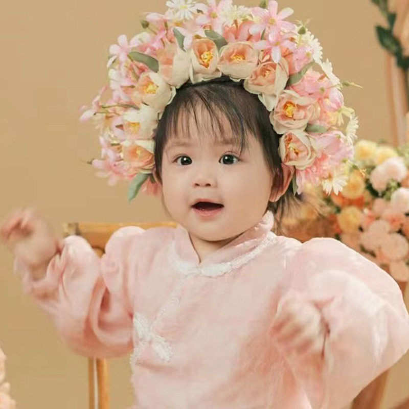 影楼儿童写真拍照簪花头饰花环图片