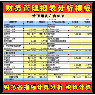 财务管理会计报表分析表格模板杜邦比率指标企业资产负债税负计算