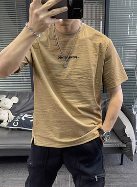 半袖圆领男棉麻冰丝速干短袖T恤