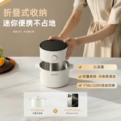 日本110v小型出国折叠2025新款304不锈钢无涂层电煮锅1人电火锅