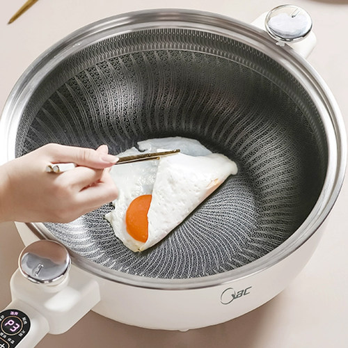 日本0涂层2升小型不锈钢一人电炒锅多功能2025新款家用一体不粘锅