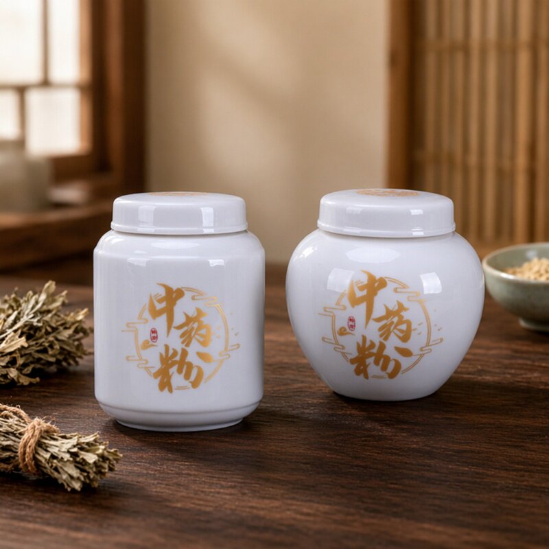 中药粉陶瓷罐药材密封罐可定制