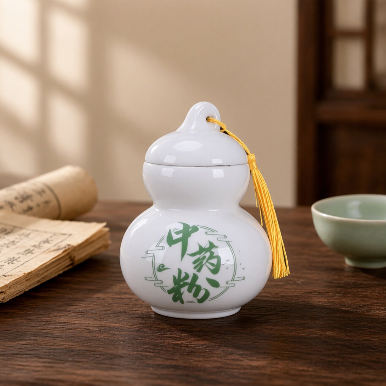 茶叶葫芦罐陶瓷密封瓶亚克力盖