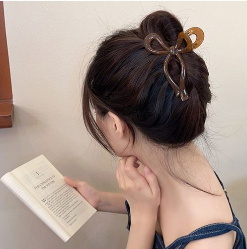 亚克力蝴蝶结高马尾盘发大号抓夹发夹盘发夹子鲨鱼夹后脑勺发卡发