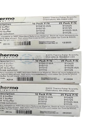 911010赛默飞Orion独立使用袋装 pH10.01缓冲液 浅蓝色10x15mL