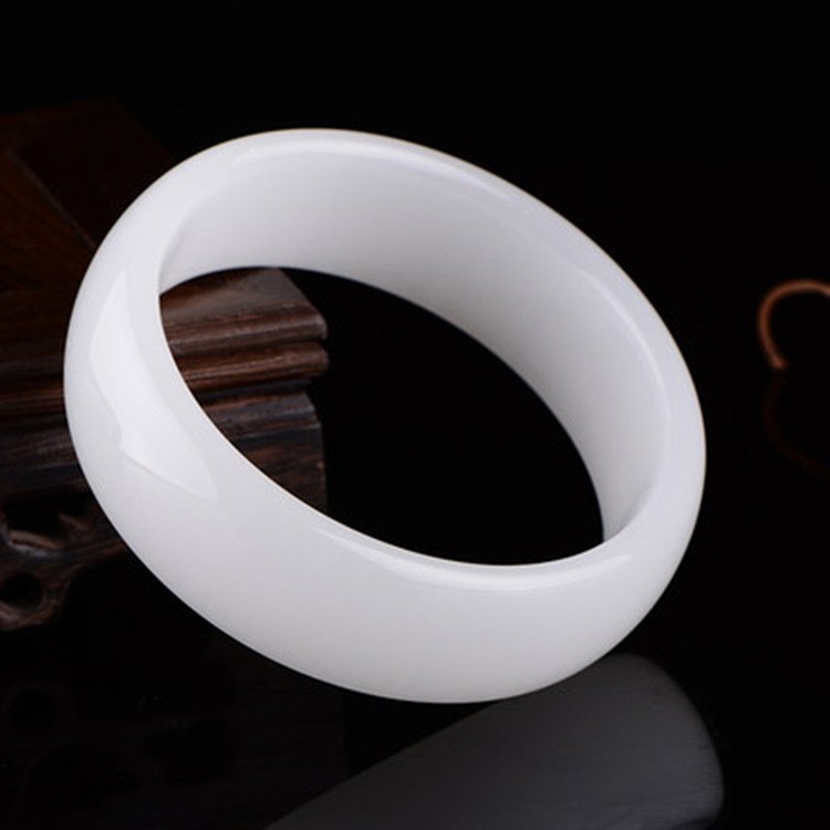 厂家珠宝定做阿富汗白玉手镯 加宽版白玉手镯玉器玉石工艺品