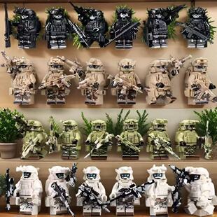 军事人仔积木玩具迷彩幽灵特种兵小人兼容乐高小颗粒益智拼装礼物