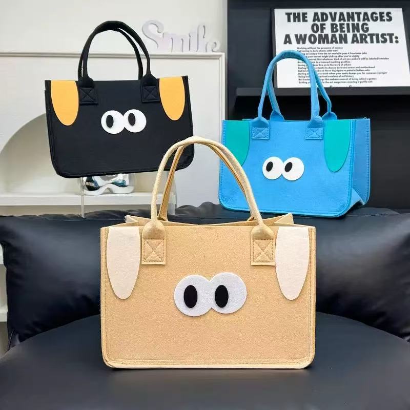 手拎提袋可爱卡通公仔毛毡手提包新款
