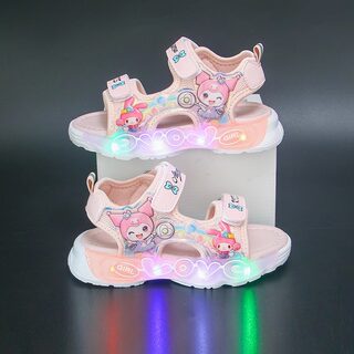 童鞋女童凉鞋库洛米2025新款夏季儿童公主凉拖女孩发光沙滩鞋亮灯