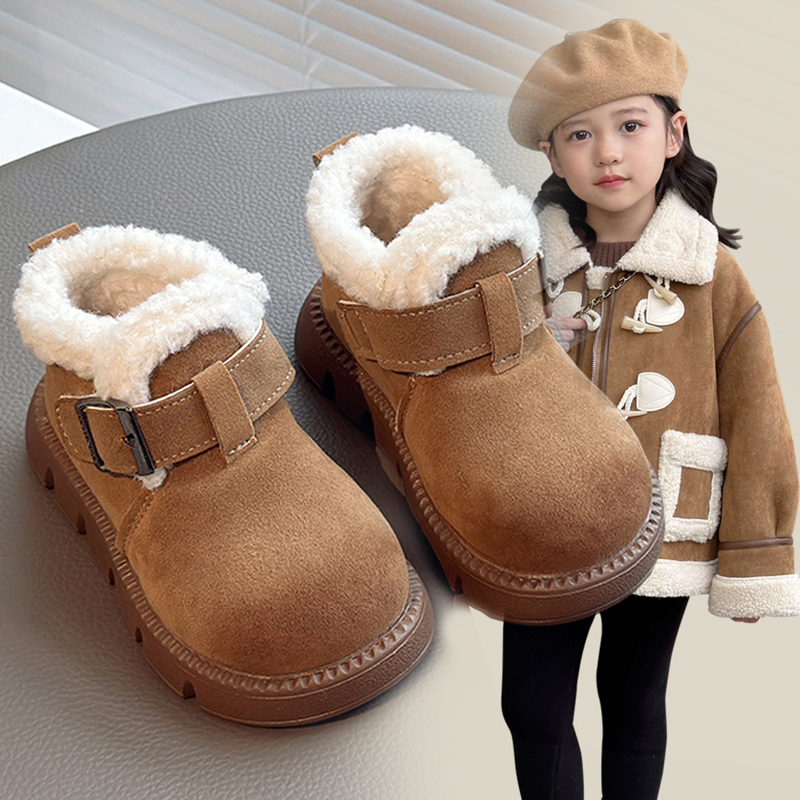 儿童雪地靴女孩保暖棉靴女宝棉鞋