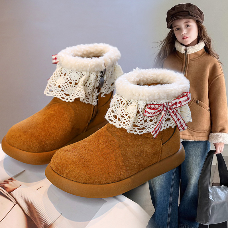 女童保暖棉靴女孩软底防滑雪地靴