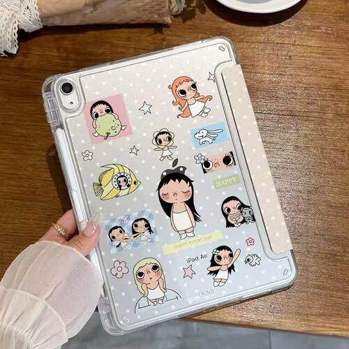 适用波点小玉ipadpro11寸9/8代A16平板air8/7/6保护套苹果保护壳10代透明带笔曹