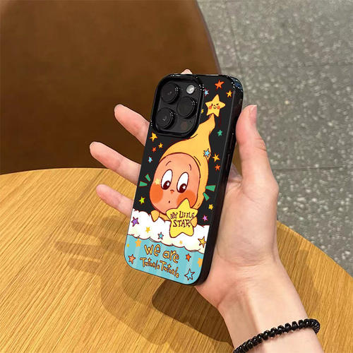 ins小众趣味卡通可爱星星人壳适用苹果17promax新款iPhone16亮黑色15pro硅胶14磨砂超薄13女12防摔11软壳