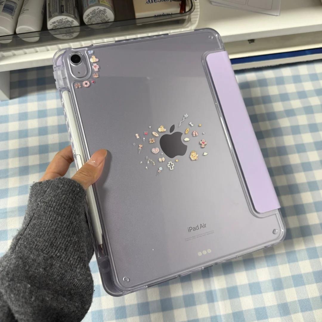 韩系氛围 ins香芋紫色「y折横竖屏」ipad平板壳pro11全包亚克力air456/10.9寸/10.2翻盖支架MINI7保护套pro13