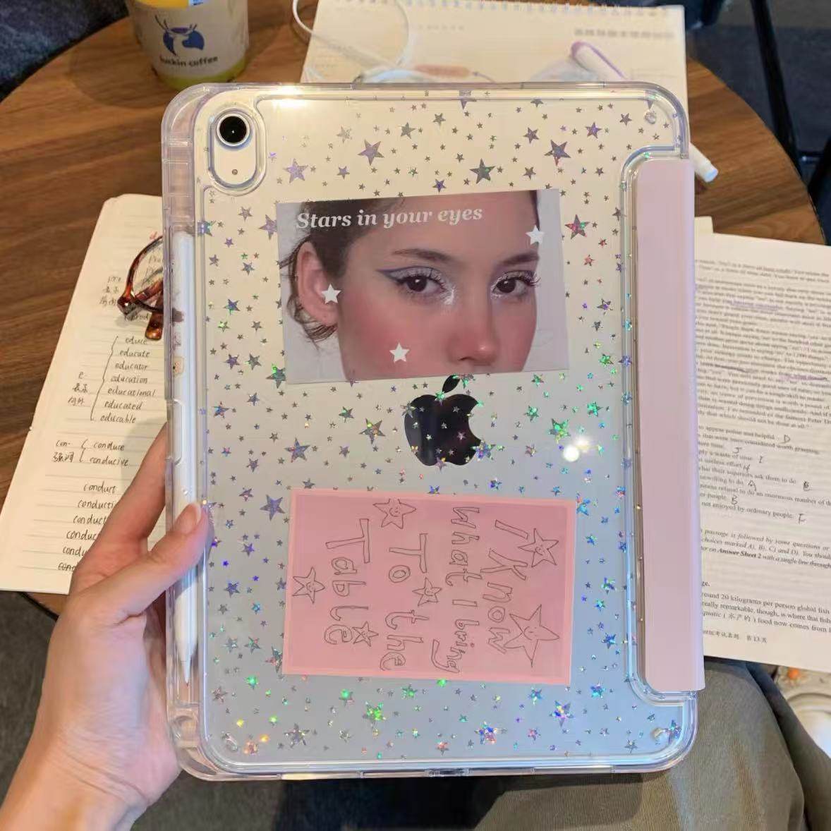 新款简约星星平板壳Y型+三折ipad保护壳air6/5/4适用苹果ipad11保护套10代9透明air7平板壳pro11寸防弯带笔槽