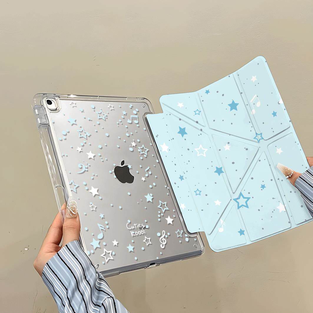 蓝底泼墨星星Y折ipad10/9代air6平板A16保护套pro11寸MINI7保护壳