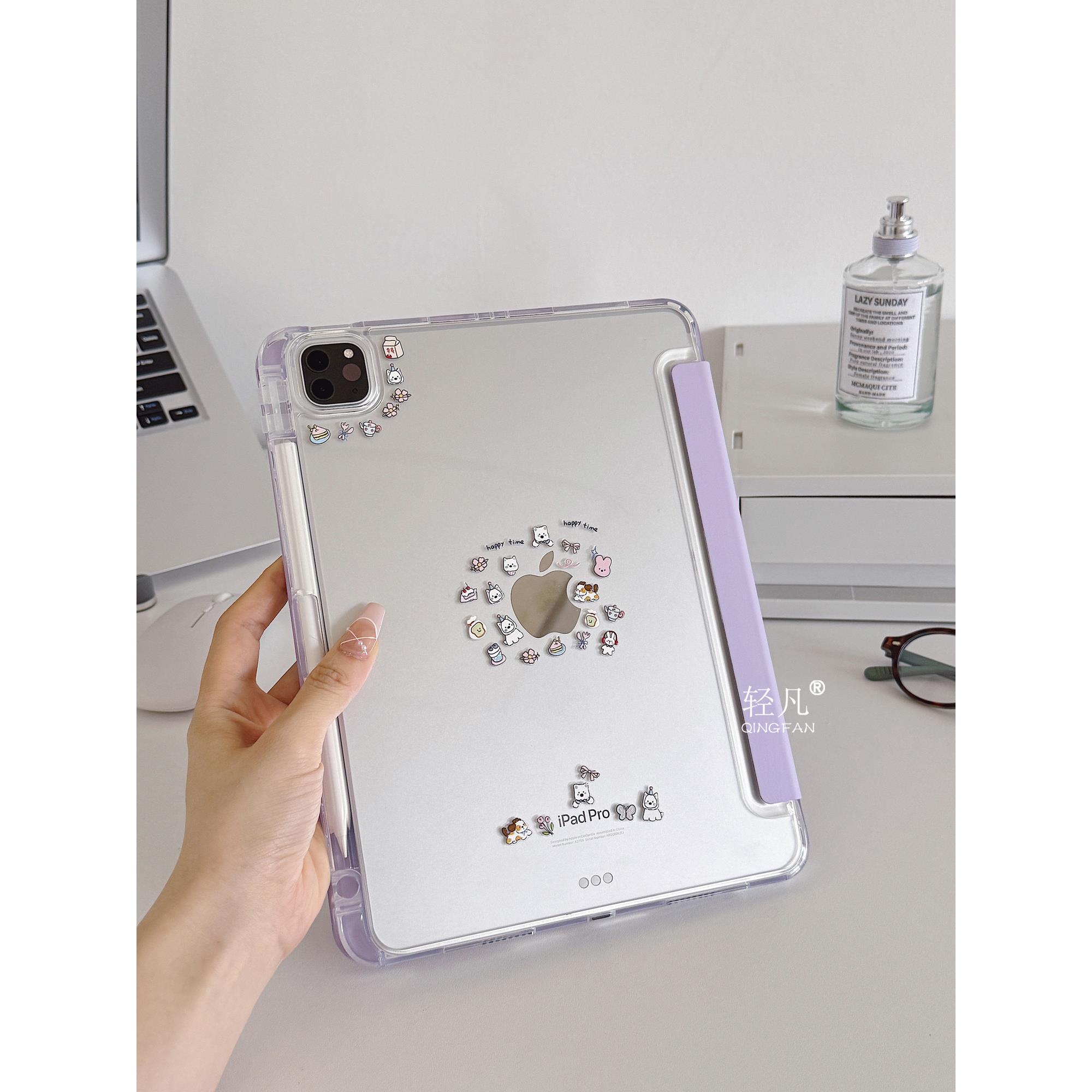 DIY贴纸2026新款iPadAir7保护套适用苹果pro13平板壳第11代亚克力mini6/7透明10.2笔槽10代Y三折10.9防摔弯11