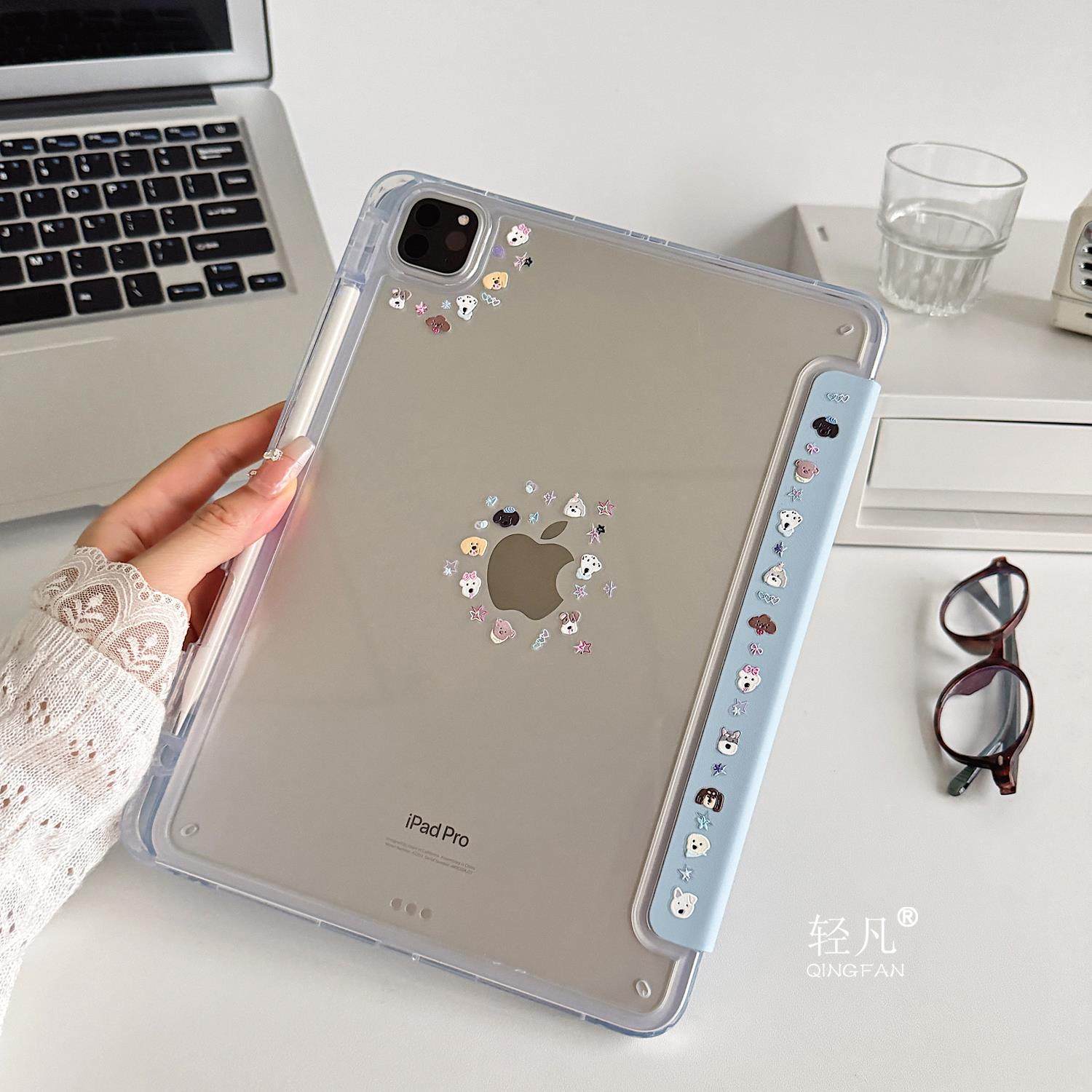 DIY贴纸2025新款iPadAir7保护套适用苹果pro13平板壳第11代亚克力mini6/7透明10.2笔槽10代Y三折10.9防摔弯11