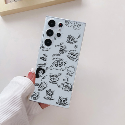 线条蜡笔小新适用于三星S24Ultra手机壳小众s23ultra透明保护套防note20u防摔男女魅族21华为