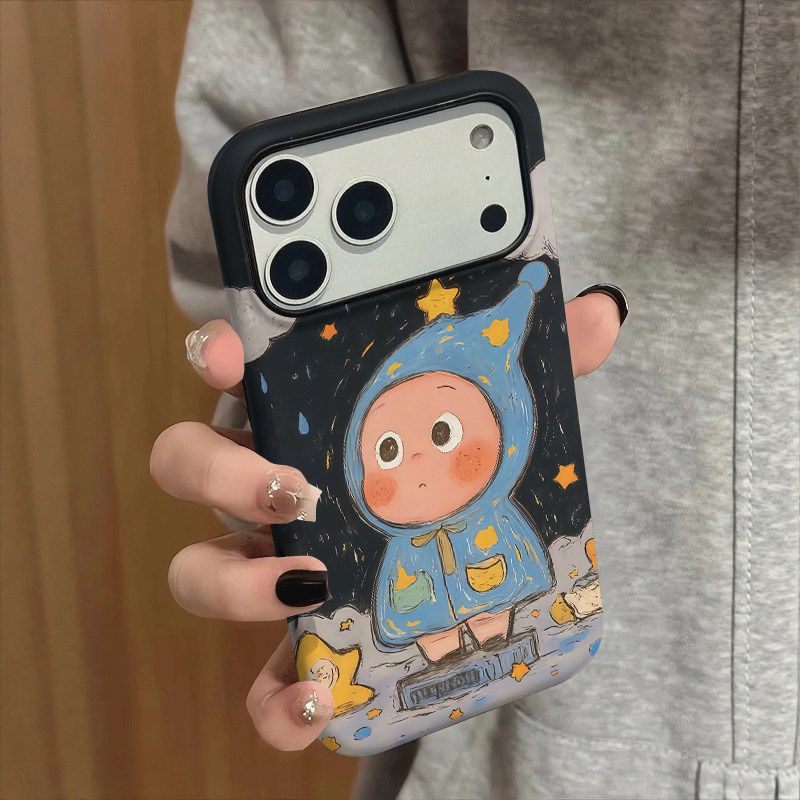 卡通星星人适用苹果17promax/iphone17pro新款韩式ins风氛围感16/15/14/plus小众高级感全包型防摔卡通壳