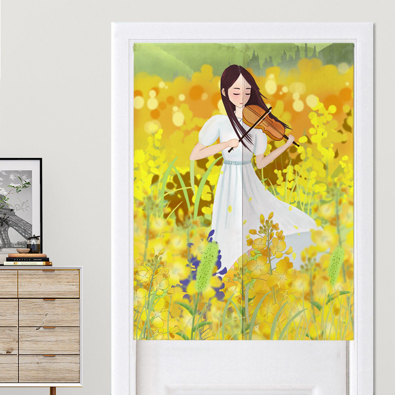 清新田园布艺门帘厨房隔断帘卫生间挂帘卧室装饰帘风水帘